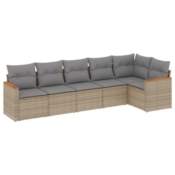 ARDEBO.de - 6-tlg. Garten-Sofagarnitur mit Kissen Beige Poly Rattan