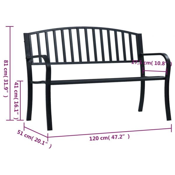 Gartenbank Schwarz 120 cm Stahl