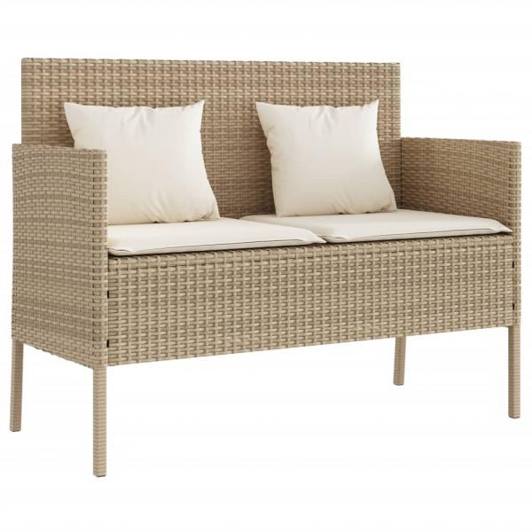 ARDEBO.de - Gartenbank mit Kissen Beige Poly Rattan