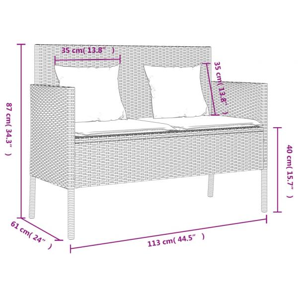 Gartenbank mit Kissen Beige Poly Rattan