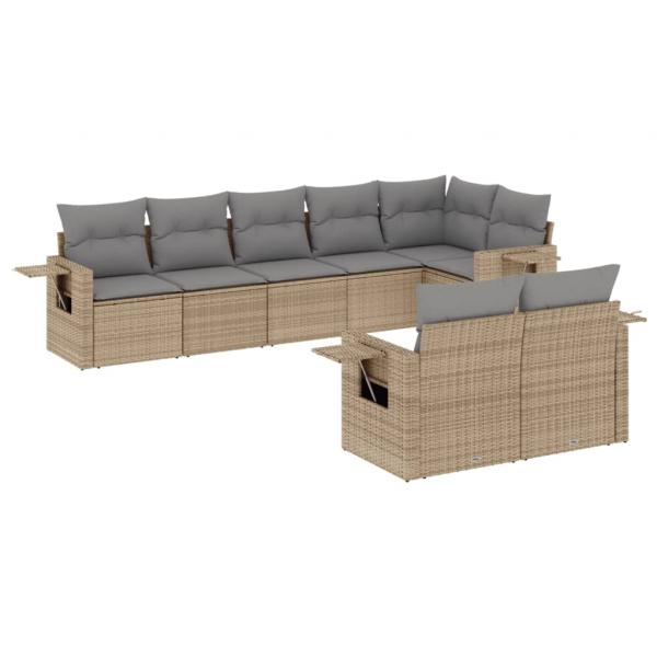 ARDEBO.de - 8-tlg. Garten-Sofagarnitur mit Kissen Beige Poly Rattan