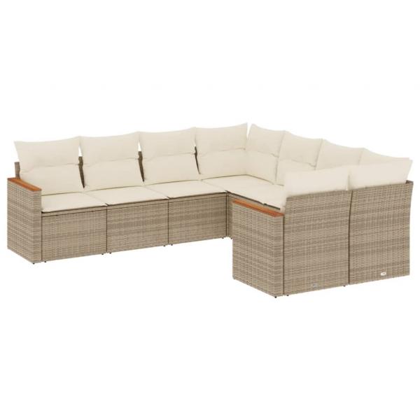 ARDEBO.de - 8-tlg. Garten-Sofagarnitur mit Kissen Beige Poly Rattan