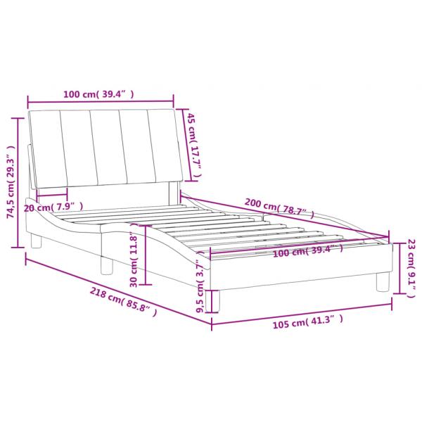 Bettgestell mit Kopfteil Dunkelgrau 100x200 cm Samt