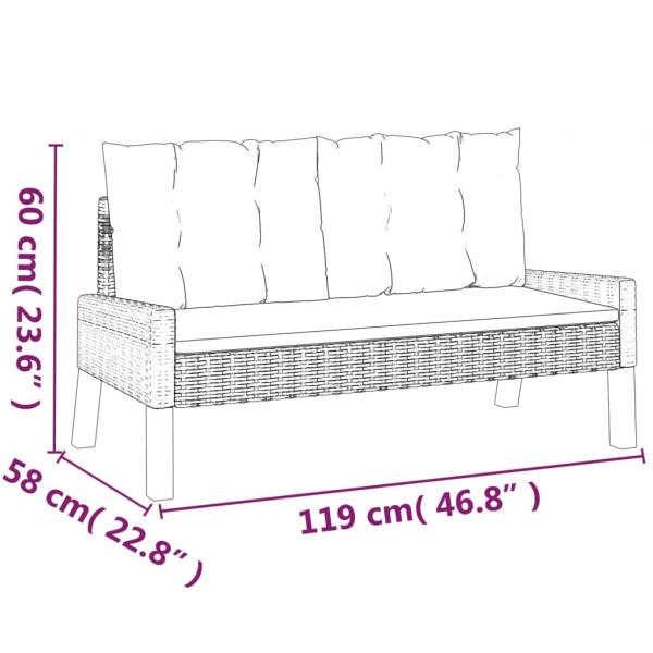 4-tlg. Garten-Lounge-Set mit Kissen Poly Rattan&Massivholz