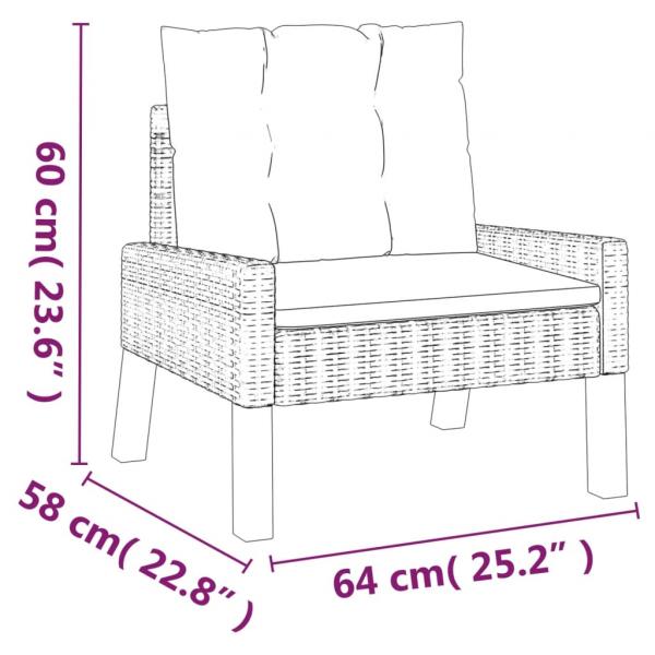 4-tlg. Garten-Lounge-Set mit Kissen Poly Rattan&Massivholz