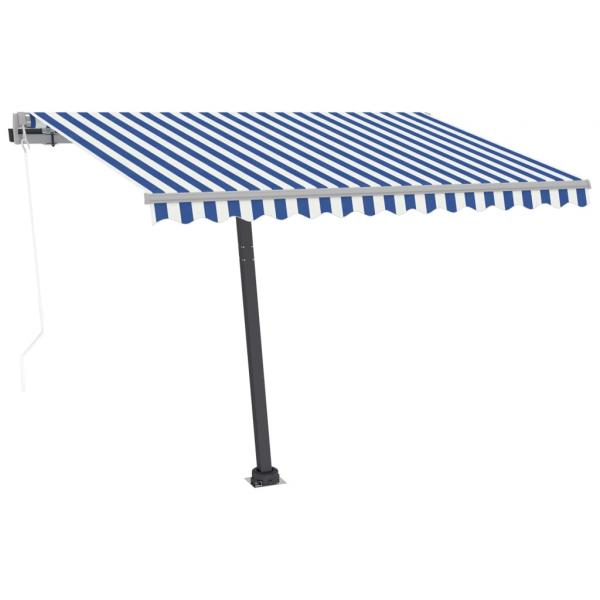 Automatische Markise mit LED & Windsensor 300x250 cm Blau Weiß