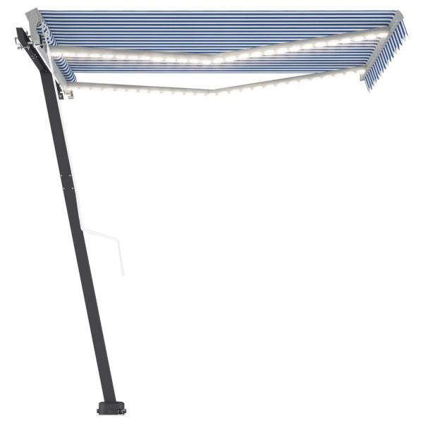 Automatische Markise mit LED & Windsensor 300x250 cm Blau Weiß