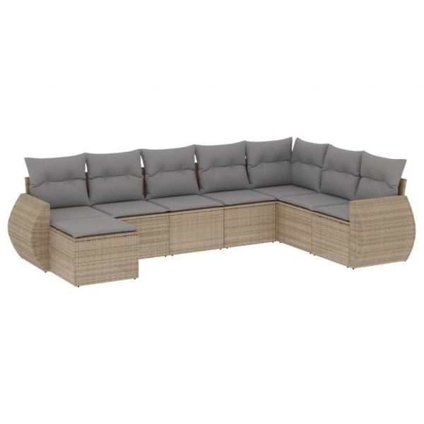 ARDEBO.de - 8-tlg. Garten-Sofagarnitur mit Kissen Beige Poly Rattan