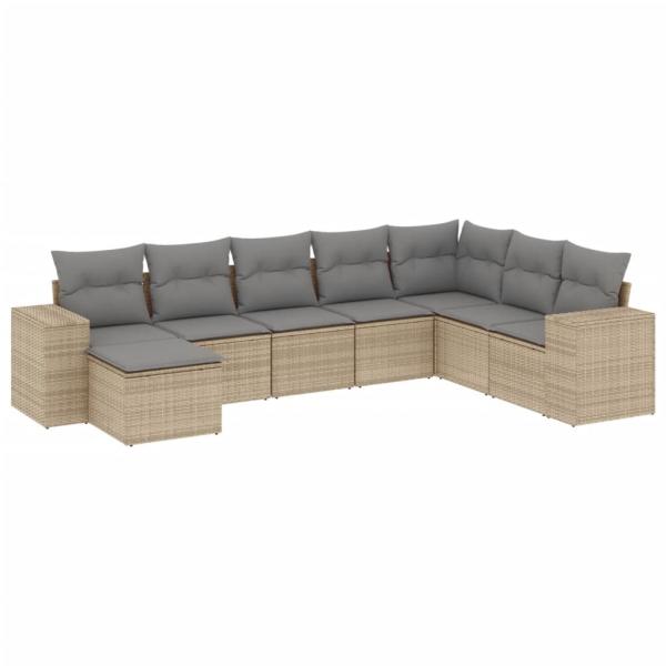 ARDEBO.de - 8-tlg. Garten-Sofagarnitur mit Kissen Beige Poly Rattan