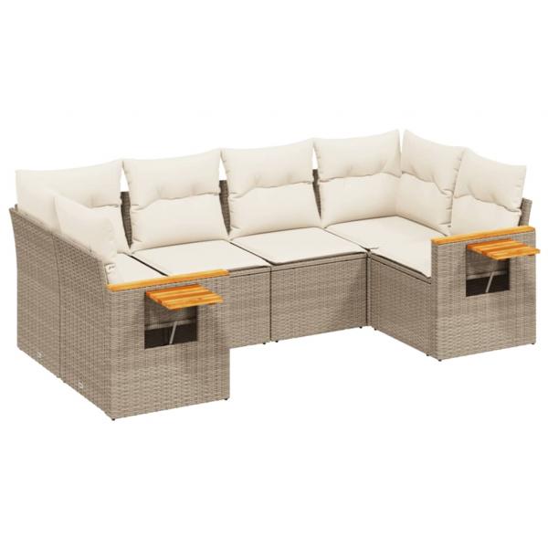 ARDEBO.de - 6-tlg. Garten-Sofagarnitur mit Kissen Beige Poly Rattan