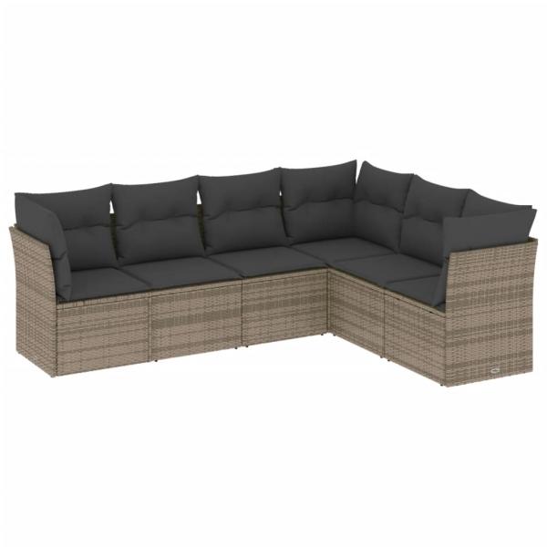 ARDEBO.de - 6-tlg. Garten-Sofagarnitur mit Kissen Grau Poly Rattan