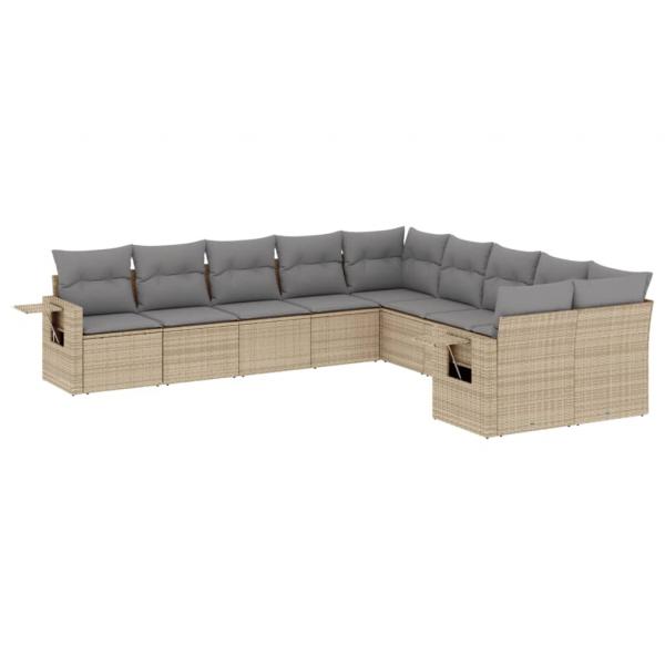 ARDEBO.de - 10-tlg. Garten-Sofagarnitur mit Kissen Beige Poly Rattan