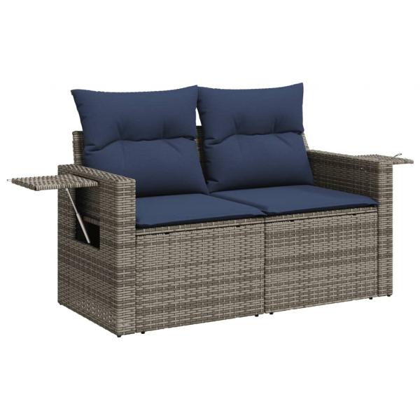 10-tlg. Garten-Sofagarnitur mit Kissen Schwarz Poly Rattan