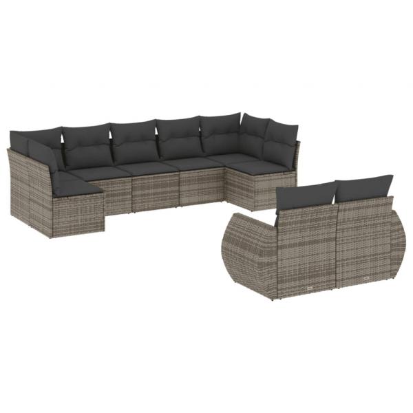 ARDEBO.de - 9-tlg. Garten-Sofagarnitur mit Kissen Grau Poly Rattan