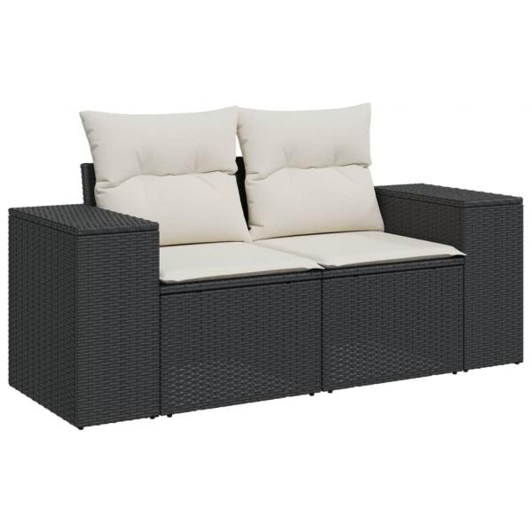 6-tlg. Garten-Sofagarnitur mit Kissen Schwarz Poly Rattan