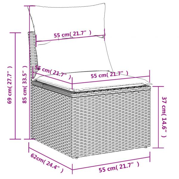 13-tlg. Garten-Sofagarnitur mit Kissen Braun Poly Rattan