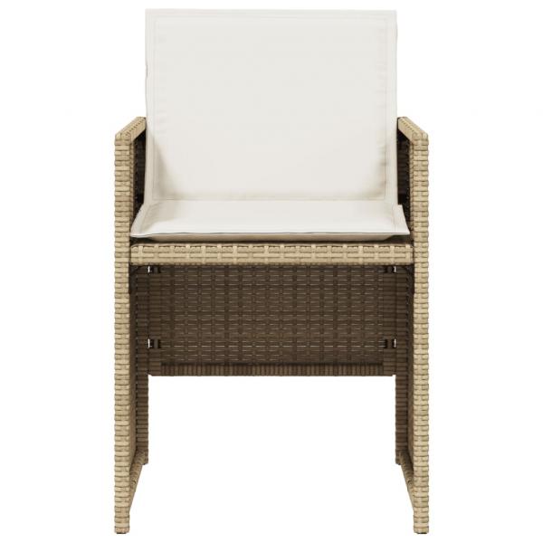 5-tlg. Garten-Essgruppe mit Kissen Beige Poly Rattan