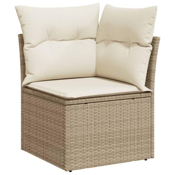 13-tlg. Garten-Sofagarnitur mit Kissen Beige Poly Rattan