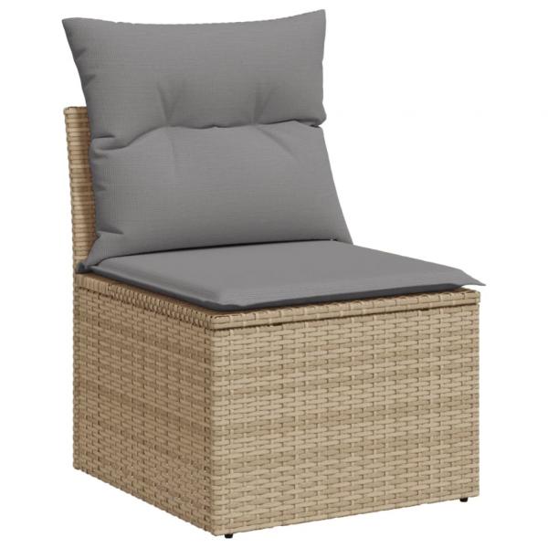 13-tlg. Garten-Sofagarnitur mit Kissen Beige Poly Rattan