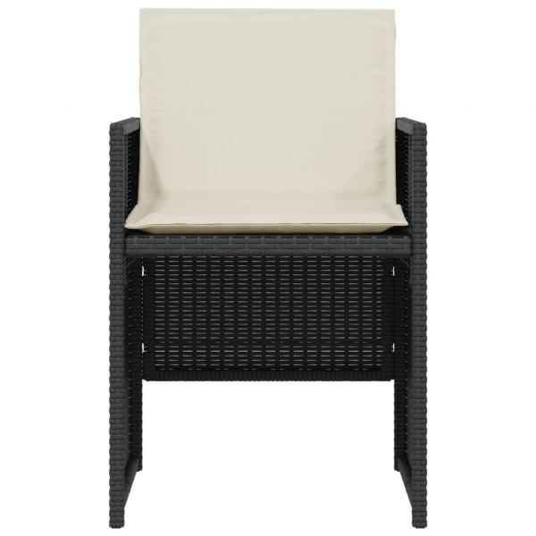 3-tlg. Bistro-Set mit Kissen Schwarz Poly Rattan