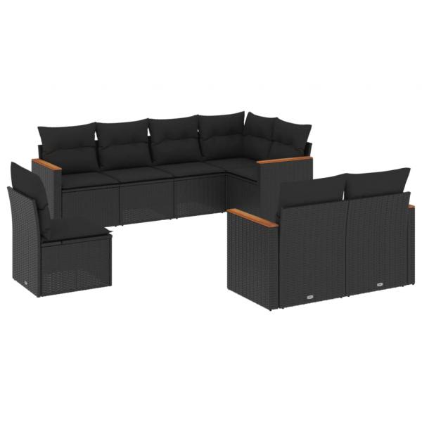 ARDEBO.de - 8-tlg. Garten-Sofagarnitur mit Kissen Schwarz Poly Rattan