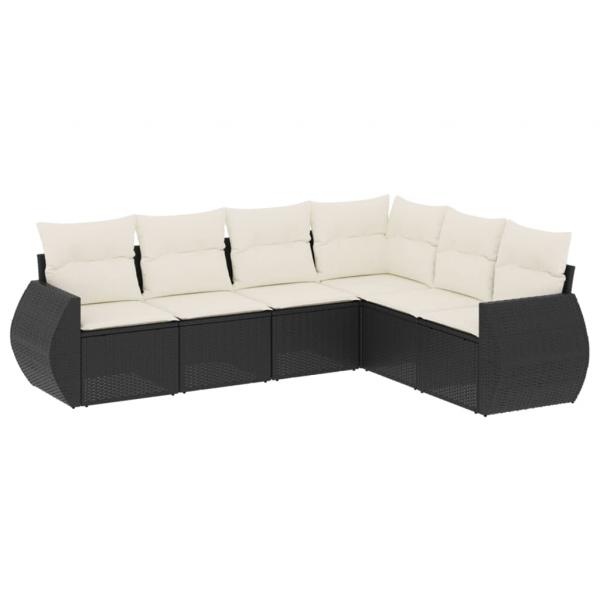 ARDEBO.de - 6-tlg. Garten-Sofagarnitur mit Kissen Schwarz Poly Rattan