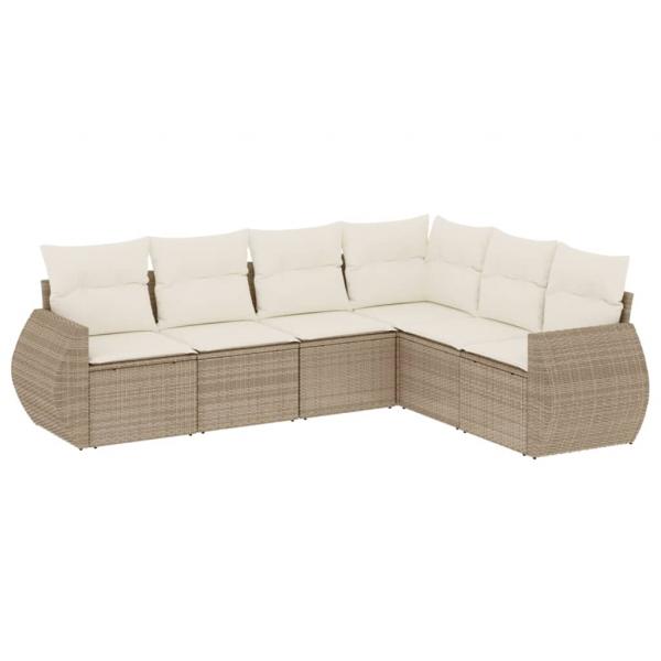 6-tlg. Garten-Sofagarnitur mit Kissen Beige Poly Rattan