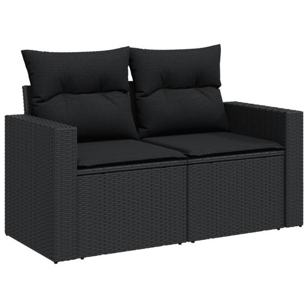 10-tlg. Garten-Sofagarnitur mit Kissen Schwarz Poly Rattan