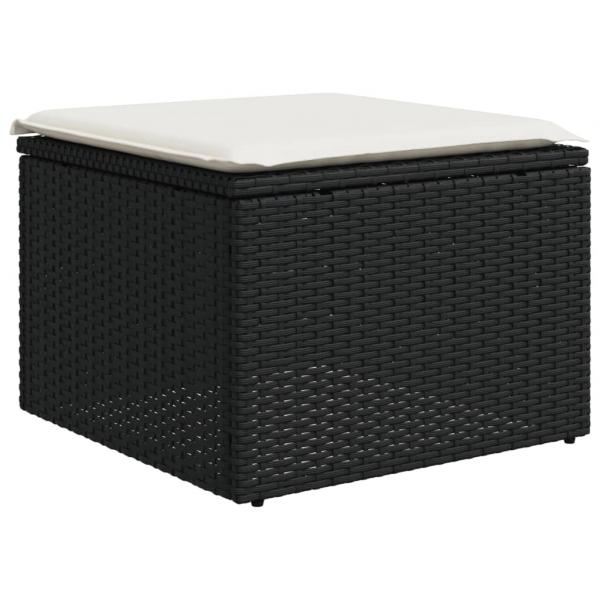 11-tlg. Garten-Sofagarnitur mit Kissen Schwarz Poly Rattan