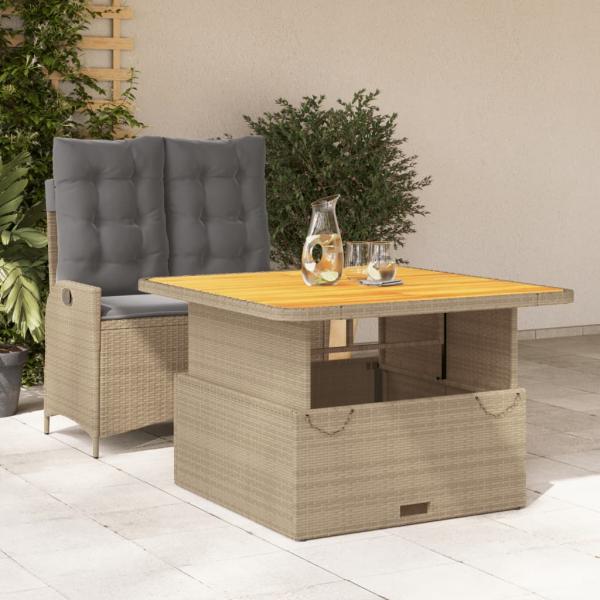 ARDEBO.de - 2-tlg. Garten-Essgruppe mit Kissen Beige Poly Rattan