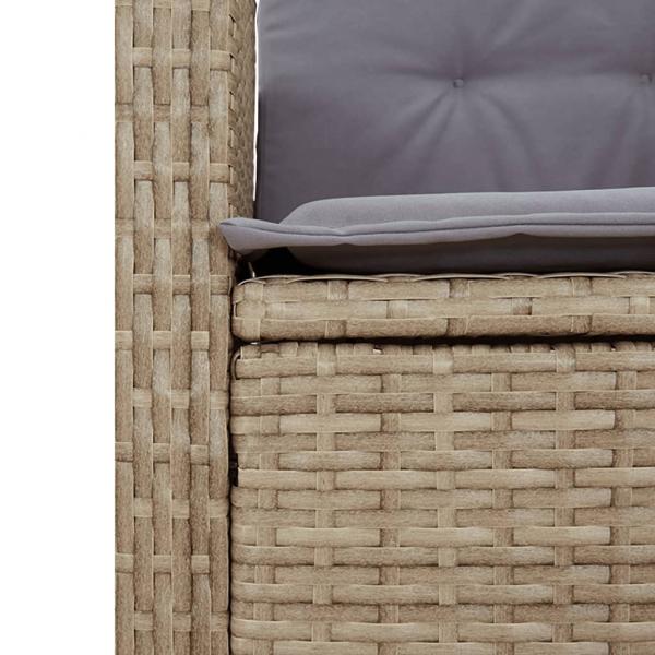 2-tlg. Garten-Essgruppe mit Kissen Beige Poly Rattan