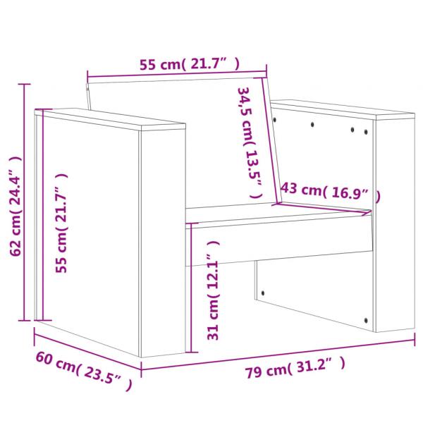 Gartensessel 79x60x62 cm Massivholz Douglasie