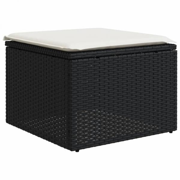 9-tlg. Garten-Sofagarnitur mit Kissen Schwarz Poly Rattan