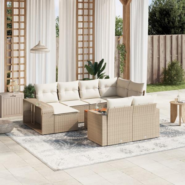 ARDEBO.de - 11-tlg. Garten-Sofagarnitur mit Kissen Beige Poly Rattan