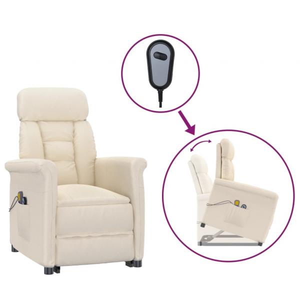 Massagesessel Elektrisch Beige Mikrofaser