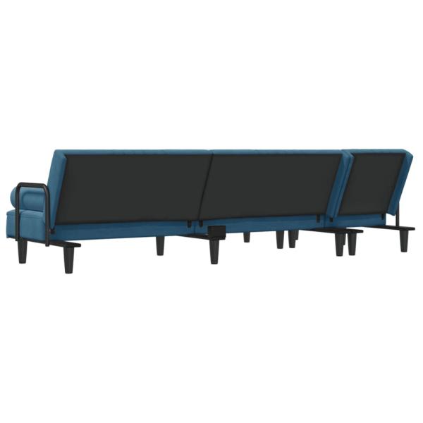 Schlafsofa in L-Form Blau 260x140x70 cm Samt