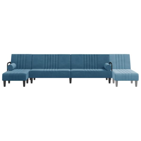 Schlafsofa in L-Form Blau 260x140x70 cm Samt