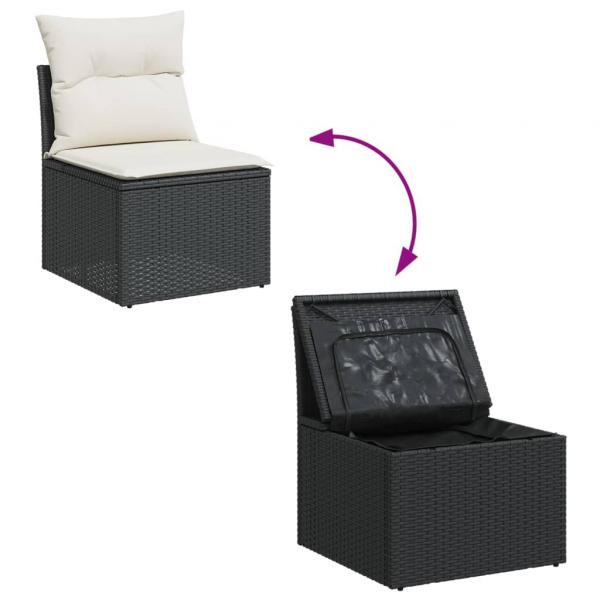 13-tlg. Garten-Sofagarnitur mit Kissen Schwarz Poly Rattan