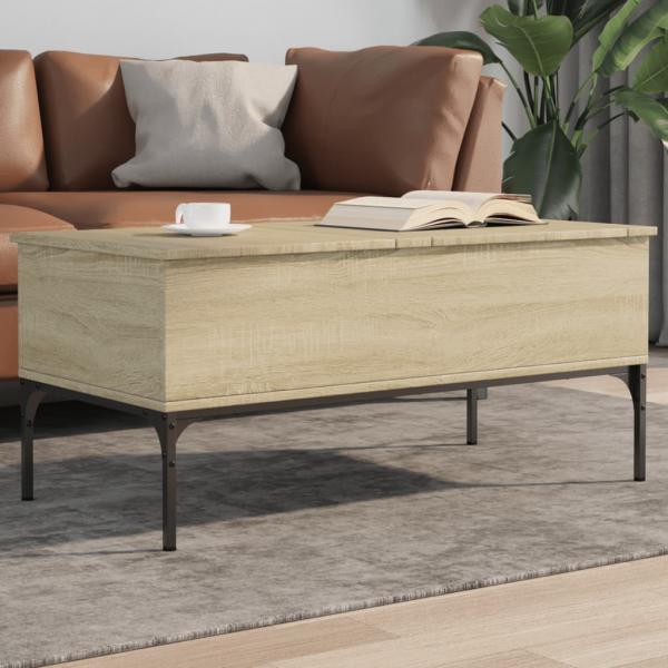 ARDEBO.de - Couchtisch Sonoma-Eiche 100x50x45 cm Holzwerkstoff und Metall