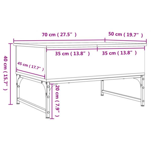 Couchtisch Braun Eichen-Optik 70x50x40 cm Holzwerkstoff Metall