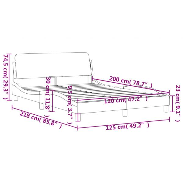 Bettgestell mit Kopfteil Dunkelgrau 120x200 cm Stoff