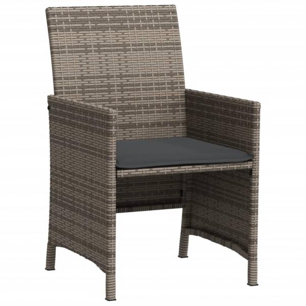 3-tlg. Bistro-Set mit Kissen Grau Poly Rattan