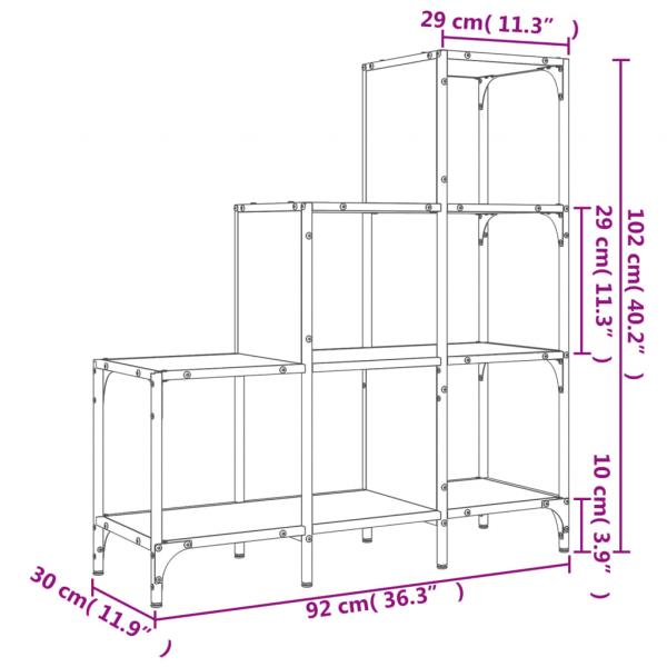 Bücherregal Räuchereiche 92x30x102 cm Holzwerkstoff und Metall