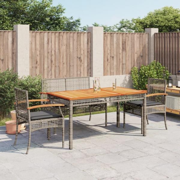 ARDEBO.de - 4-tlg. Garten-Essgruppe mit Kissen Grau Poly Rattan