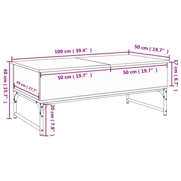 Couchtisch Sonoma-Eiche 100x50x40 cm Holzwerkstoff und Metall