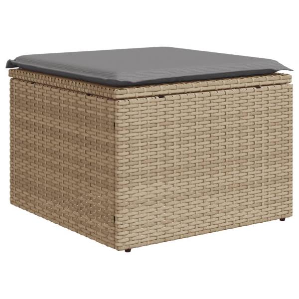 4-tlg. Garten-Sofagarnitur mit Kissen Beige Poly Rattan