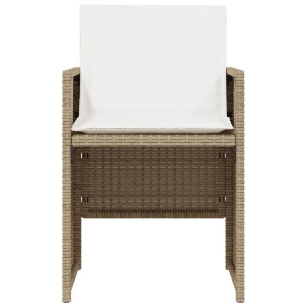 3-tlg. Bistro-Set mit Kissen Beige Poly Rattan