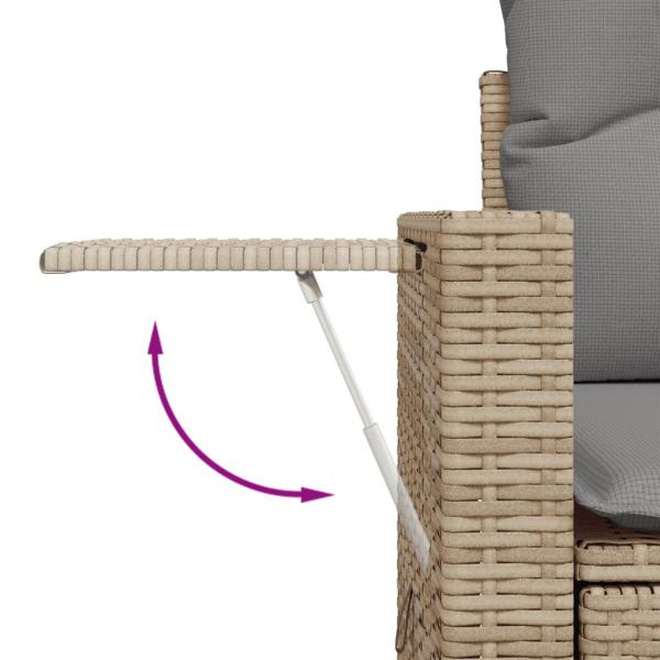 4-tlg. Garten-Sofagarnitur mit Kissen Beige Poly Rattan