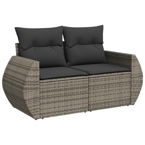 11-tlg. Garten-Sofagarnitur mit Kissen Beige Poly Rattan