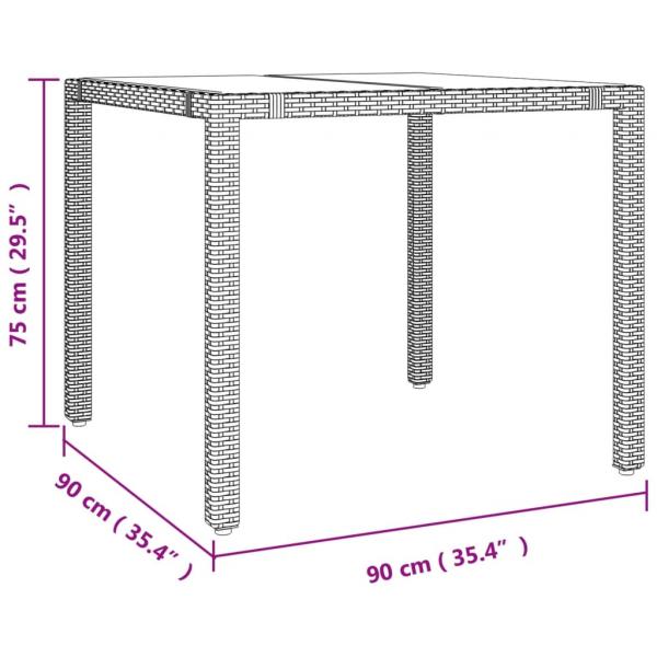 5-tlg. Garten-Essgruppe mit Kissen Schwarz Poly Rattan